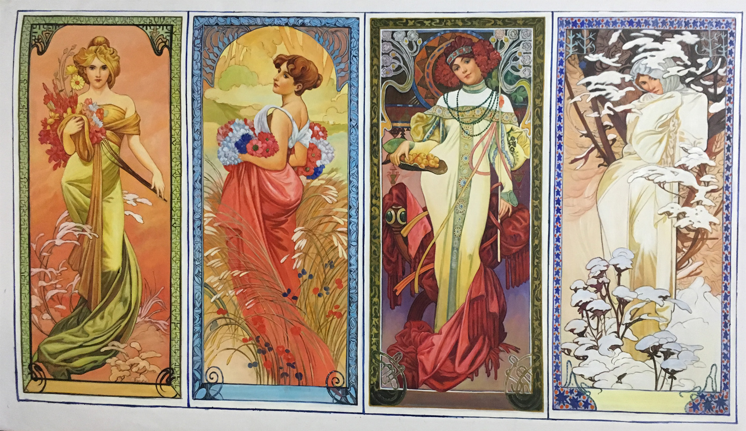Series of The Four Seasons, Alphonse Mucha painting